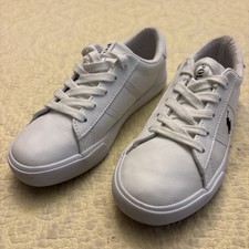 Polo Ralph Lauren Youth White Leather Low Top Sneakers Size 2