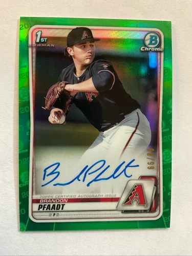 2020 Bowman Chrome Green Refractor Auto BRANDON PFAADT 1st Bowman DBACKS CDA-BP