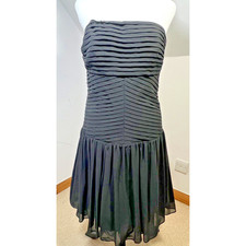 Zara Basis Fit & Flare Dress Black Evening Strapless Size Occasion Party Romanti