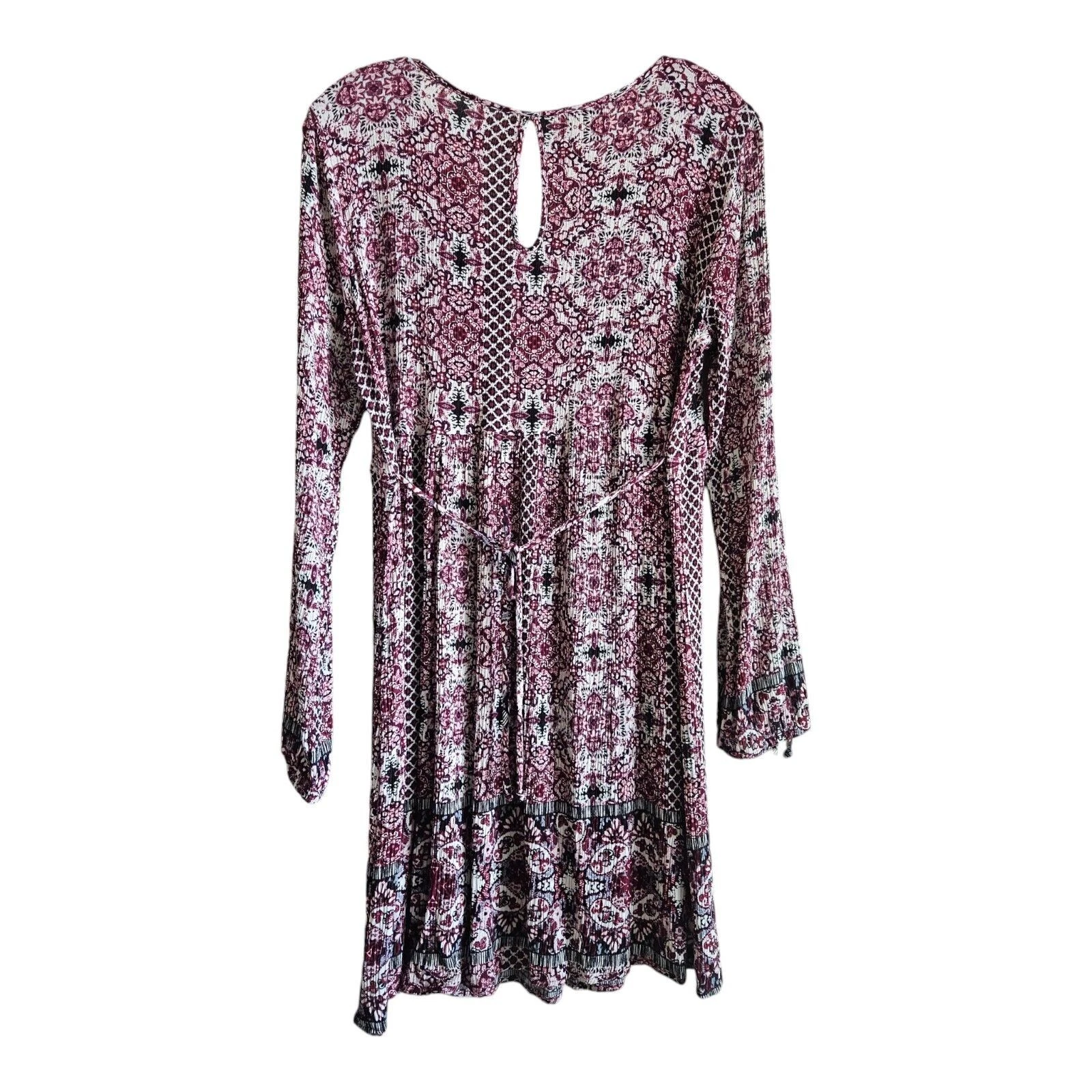 VETEMENTS MAURICES Vestito donna L contadino bottoni pizzo giogo spacco manica lunga sopra ginocchio