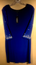 NWT Nik and Nash Blue Pearl & Sequin Dress Sz M 34 Sleeve C1