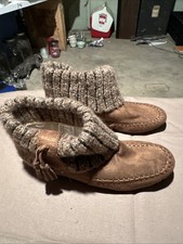 Airwalk Slipper Booties Cozy Faux Suede Brown/Tan Women's Size 5 New