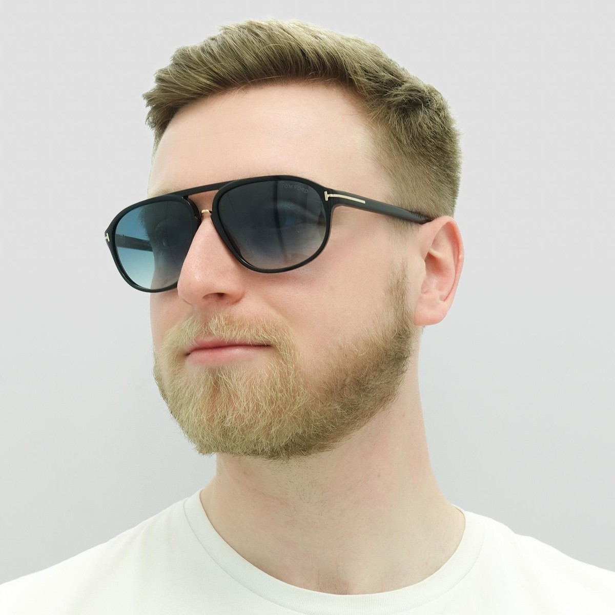 Tom Ford Sunglasses 0447 Jacob 01P Shiny Black Blue Gradient