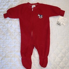 Vintage Carter  s Blanket Sleeper Red Fleece 6 Months Footie Pajamas Horse