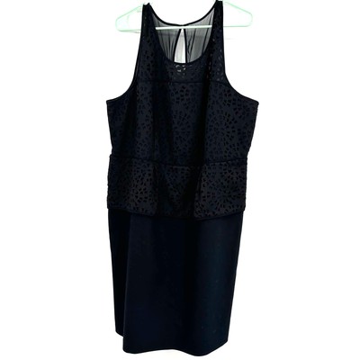 Lane Bryant size 20 black sleeveless peplum style dress lasercut rear zip
