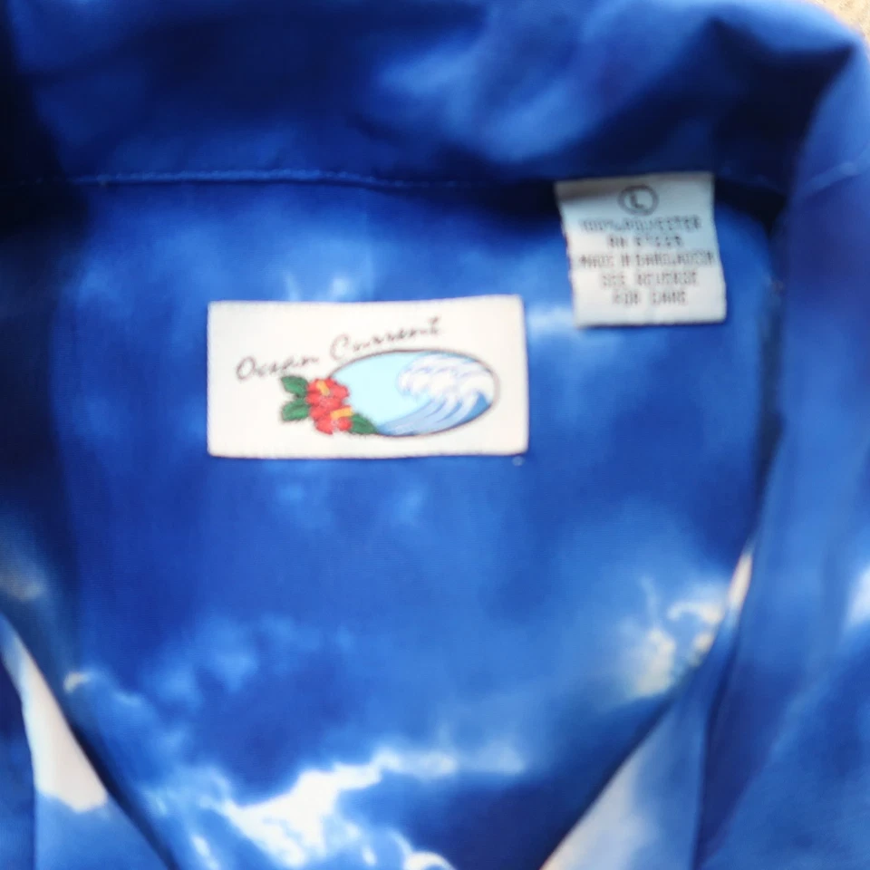 Ocean Current Hawaiian Short Sleeve Shirt Mens Large Floral Button Up Blue - Image 4 of 4