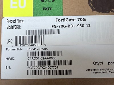 Fortinet Firewall FortiGate-70G FG-70G-BDL-950-12 UTP [NEW]
