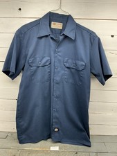 Dickies Work Shirt Men s Medium Blue Short Sleeve Button Up