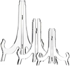 HESTYA 3 Pieces 4.5/7/9.8 Inch Clear Acrylic Easels Display Stands Plate Stands 