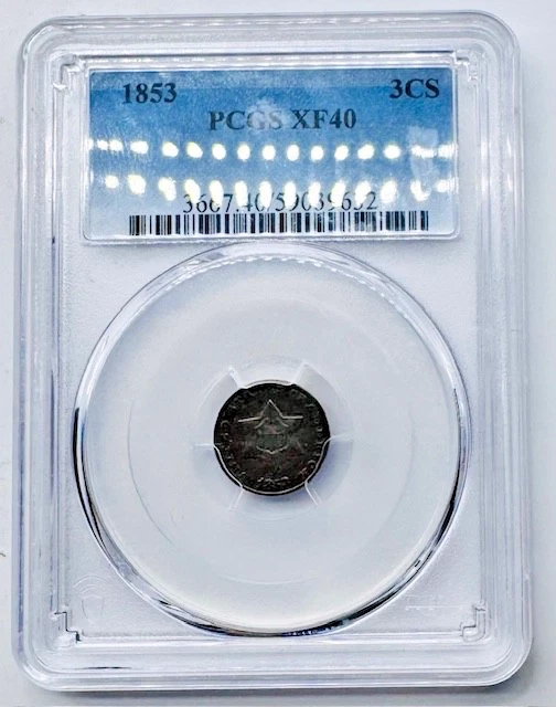 1853 3CS TRIME PCGS XF40 - Image 3 of 4
