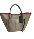 ITALIAN PEBBLED GRAIN LEATHER TRENDY HANDBAG TOTE BAG W/ POUCH - MADE IN ITALY
