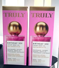 2X TRULY Birthday Sex Luxury Body Oil Vegan Hyaluronic Acid Boost 3.1 Oz EACH