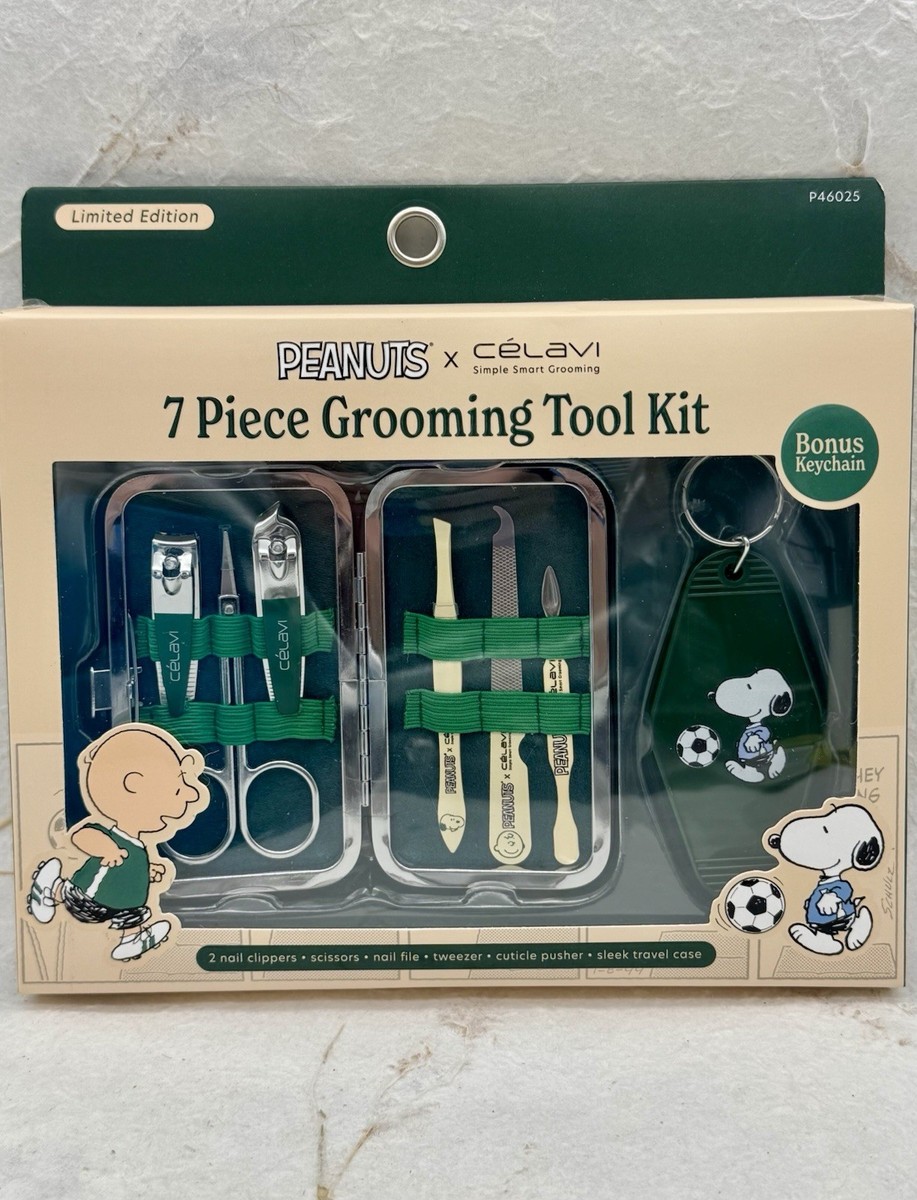 CELAVI X PEANUTS 7 Piece Grooming Tool Kit Bonus Keychain HTF
