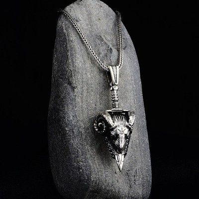 925 Sterling Silber Widderkopf Halskette Widderkopf Handarbeit Anhänger