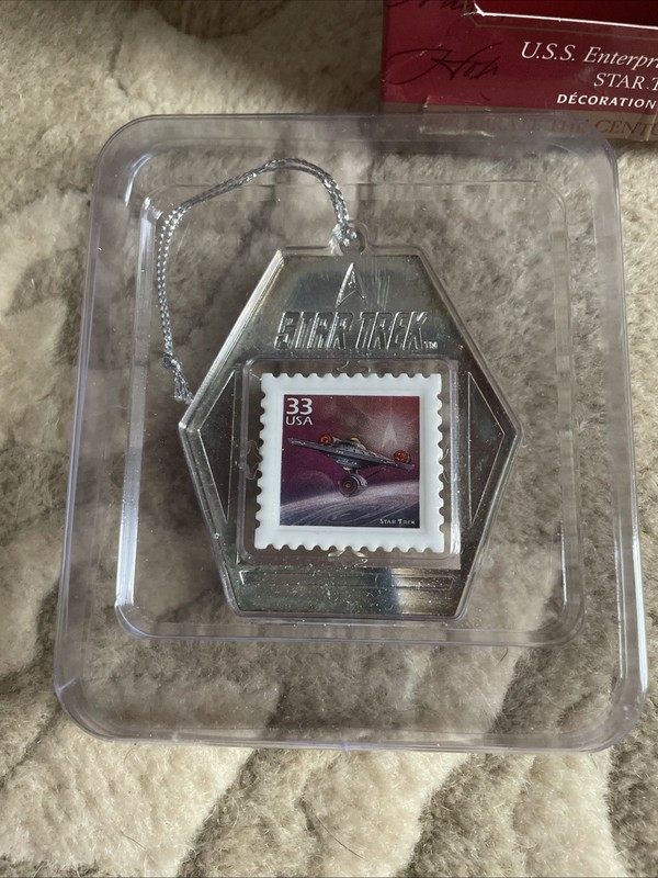 STAR TREK USS ENTERPRISE NCC-1701 STAMP HALLMARK KEEPSAKE XMAS ORNAMENT 1999 NIB