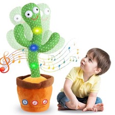 Dancing Cactus Plush Toy Repeat Talk Sing Glow Interactive Toy for Kids