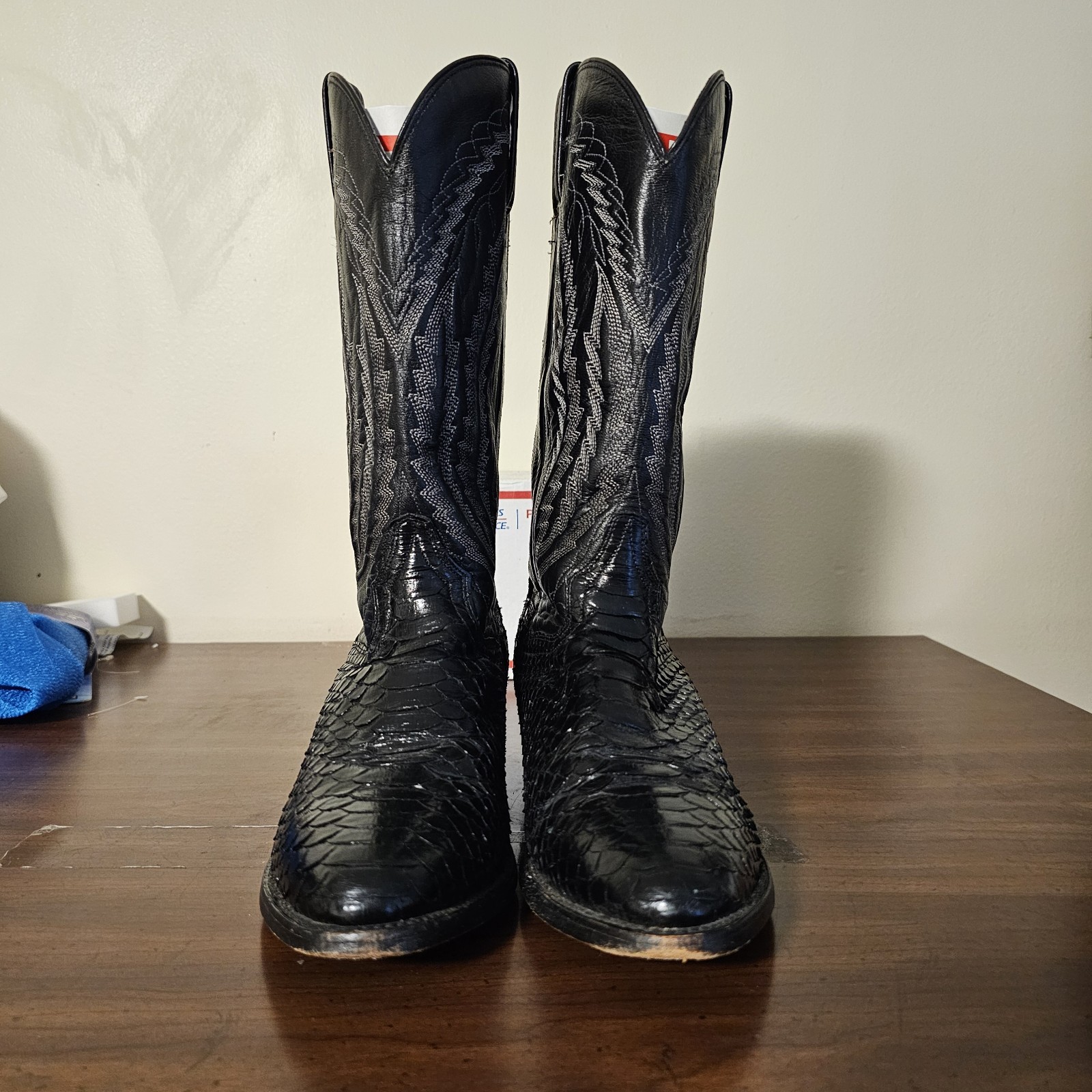 Dan Post Python Western Cowboy Boots Black Men's … - image 3