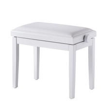 Adjustable Piano Bench, Wooden Piano Stool with Faux Leather Padded Cushion, ...