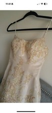 Ivory Gold Lace Mermaid Wedding Dress Strapless Spaghetti Straps Beading Train