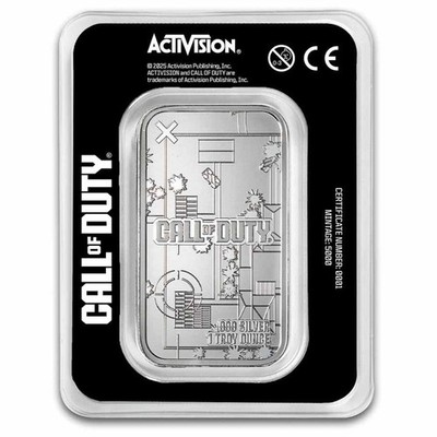 1 oz Silver Call of Duty™ Gingerbread Ghost Colorized Bar In Assay