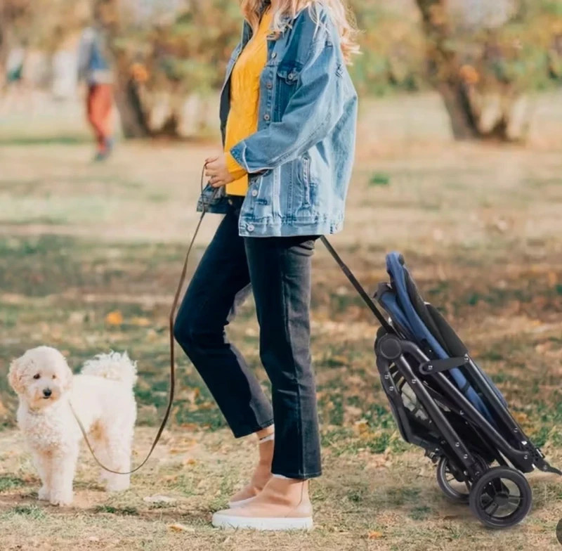 Passeggino leggero per animali domestici blu navy foto 2