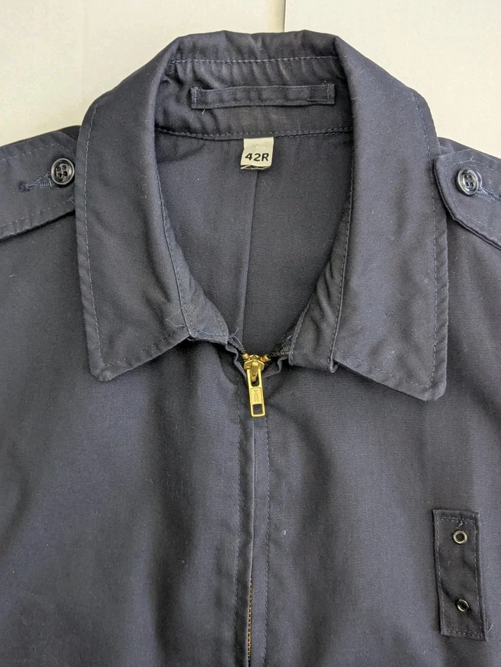 Uniforme de Trabajo Azul Azul Vintage Chaqueta Militar Costura Lateral Cremallera Charreteras Talla 42R Foto 4 de 4