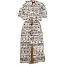 PJ Salvage Pajama Set M Hearts Lightweight Flannel Long Sleeves Fair Isle Doggie