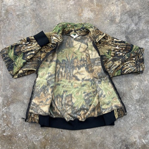 80S VINTAGE REALTREE FLEECE BOMBER JACKET MENS LARGE HUNTING FULL ZIP CAMO KEY - Picture 2 of 7