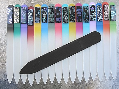 Mont Bleu Czech 3 1/2'' Crystal Glass Nail File with Dichroic Glass Color Choice 