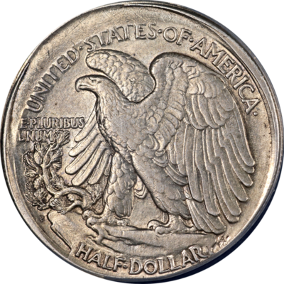 1918-S Walking Liberty Half Partial Collar Off Center ANACS