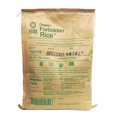 Lotus Foods Bulk Organic Forbidden Rice - Black Rice Organic, Purple Rice, Black