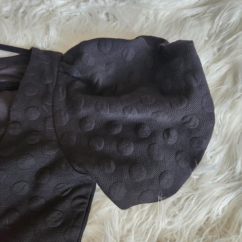 Betsey Johnson Mini Black Dress Women's XXL Mini Puff Short Sleeves Polka Dots - Picture 7 of 15
