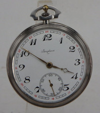 Elegante Herrentaschenuhr Paul Valette Watch / Bergland Stahl um 1975 (96276)