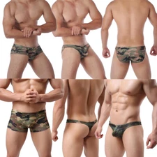 Mens Camouflage Boxer Thong Low Rise Underwear Trunks Briefs Underpants 4 Kinds