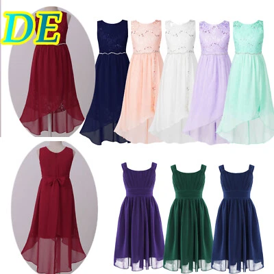 Mädchen Kleider Festlich Hochzeit Partykleid Chiffon Festzug Kinder Brautjungfe
