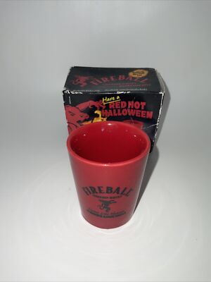 Fireball Whiskey Ceramic Shot Glass Letter  L  Red Hot Halloween With Logo L