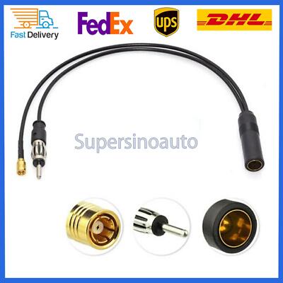 DAB & FM / AM Car Radio Aerial Active Antenna SMB DIN Splitter Adapter Cable New