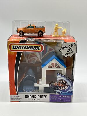 MATCHBOX SHARK PIER PLAYSET with die-cast car. no assembly.