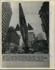1960 Press Photo Nike Zeus Missile Model in Times Square, New York - nom11718