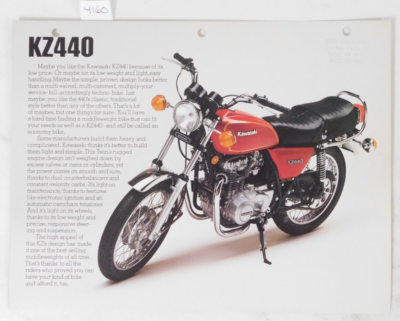 1981 Genuine Kawasaki KZ440 KZ 440 Factory Sales Ad OEM Spec