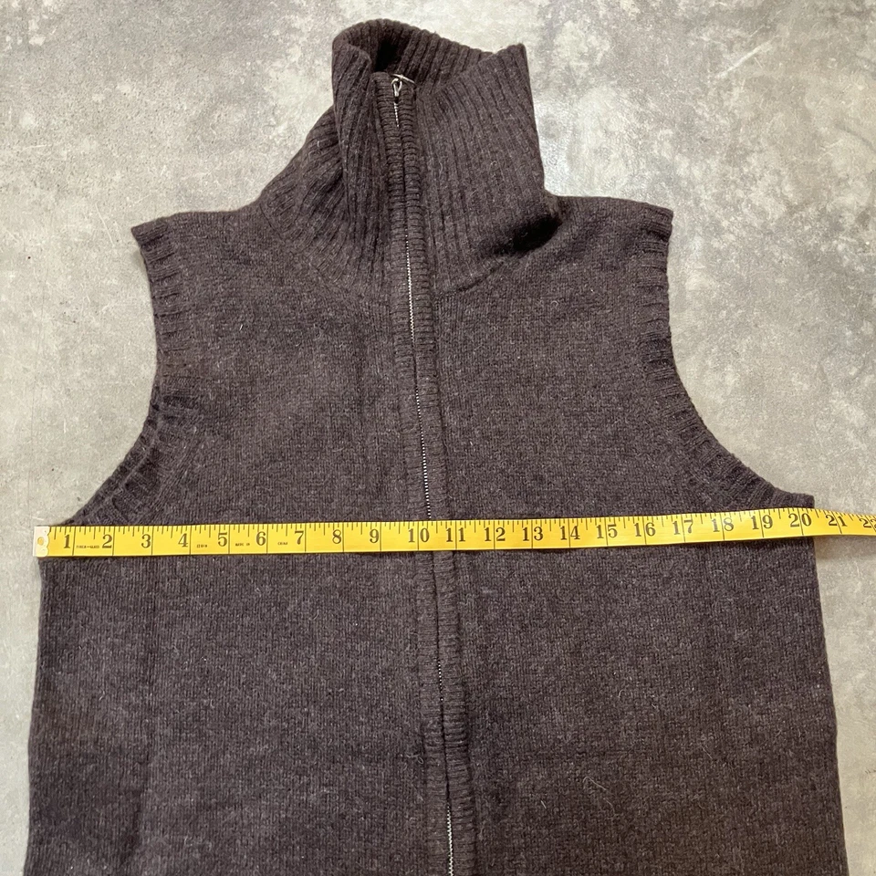 Suéter Rafaella Mujer Mediano Marrón Lana de Cordero Cremallera Cárdigan De Colección Cuello Alto Foto 2 de 4