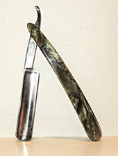 Vintage Straight Razor 1930-40s Gemco Geneva Cutlery Co. Green Camouflage Handle
