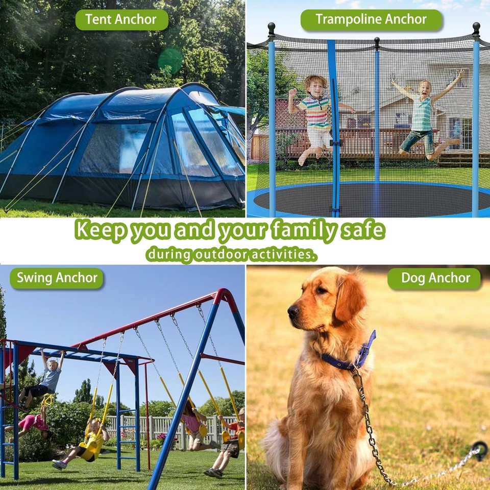 Paquete de 6 anclajes de tierra de 18 pulgadas ancla de tierra en espiral para refugios de árboles de trampolín Foto 3 de 4