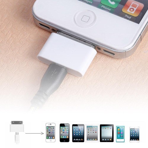30 Pin Dock Connector to Micro USB Female Adapter For Apple iPod iPhone4 4S 3GS - Photo 6 sur 9