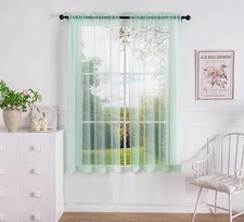 Sheer Curtains 63 Inches Long,Light Window 42"W x 63"L Pack of 2 Mint Green