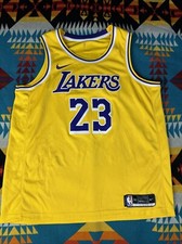 Nike Air Lebron James Los Angeles LA Lakers Swingman Jersey Sz 52 XL Gold