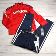 Adidas Boy's Tricot Track Set Size 7 Jacket Athletic Pants Activewear Navy Red