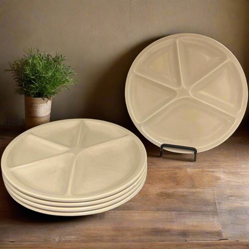 4 French Le Creuset Fondue Plates, Divided Buffet, Sushi or Portion Plates (B44) - Picture 2 of 12