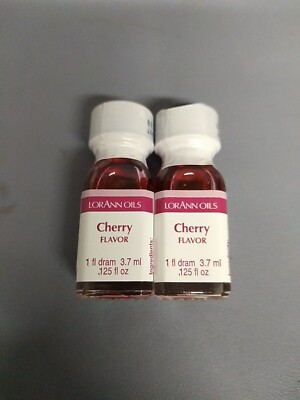 2 LorAnn Oils Super Strength Flavor Food Flavoring Bottles 3.7ml Cherry