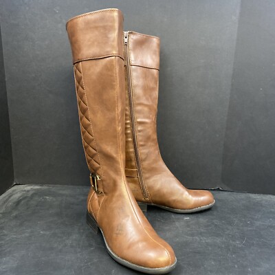 Womens Life Stride X Marvelous Brown Faux Vegan Leather Zip Knee High Boots 